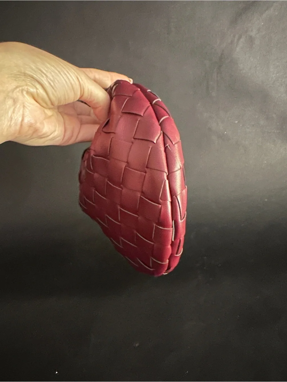 New Wine Faux Leather Woven Knot Top Handle Mini Bag
